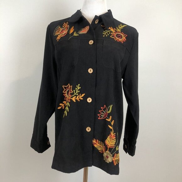 Indigo Moon Womens Size 14 Top and Skirt Outfit Set Black Embroidered Floral NWT - Picture 5 of 12